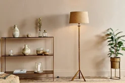 Floor Lamps^Nkuku Sahhil Metal Tripod Floor Lamp - Antique Brass