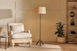 Floor Lamps^Nkuku Sahhil Metal Tripod Floor Lamp - Antique Bronze