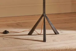 Floor Lamps^Nkuku Sahhil Metal Tripod Floor Lamp - Antique Bronze