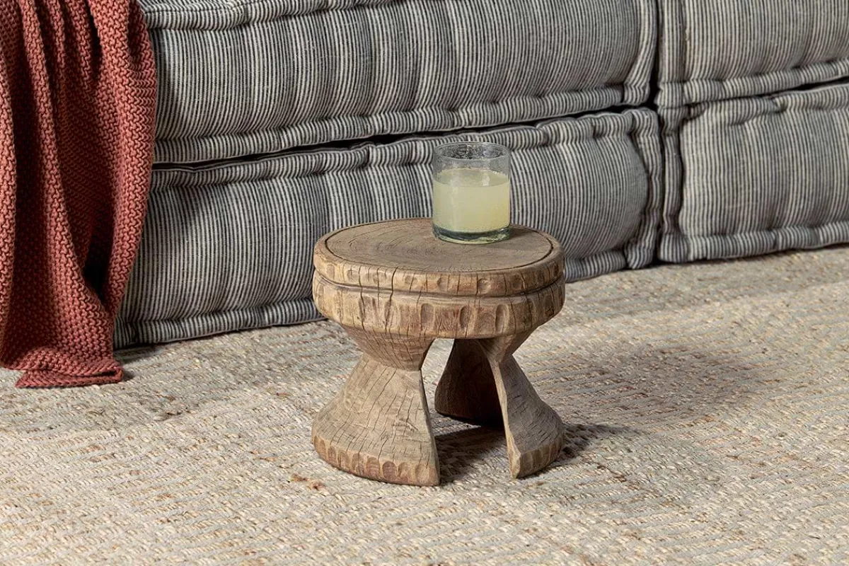 Living|Side Tables^Nkuku Salman Wooden Decorative Stool - Natural