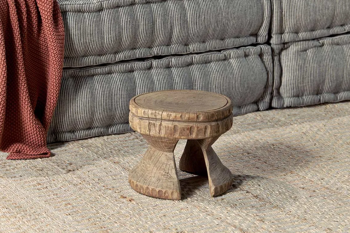 Living|Side Tables^Nkuku Salman Wooden Decorative Stool - Natural