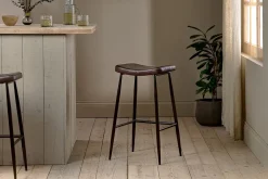 Kitchen & Dining|Bar Stools & Bar Chairs^Nkuku Samaira Leather Counter Stool - Dark Brown