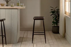 Kitchen & Dining|Bar Stools & Bar Chairs^Nkuku Samaira Leather Counter Stool - Dark Brown