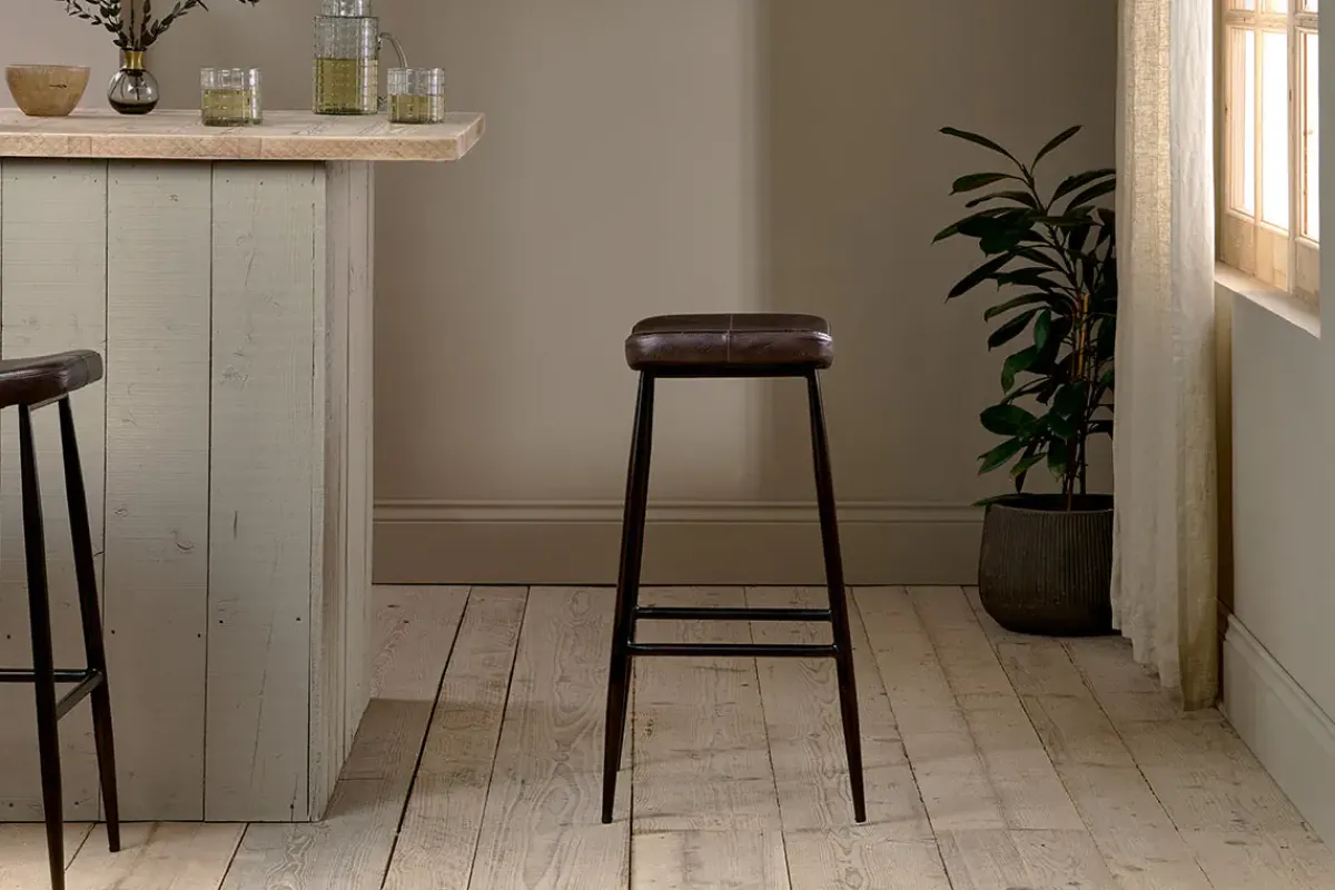 Kitchen & Dining|Bar Stools & Bar Chairs^Nkuku Samaira Leather Counter Stool - Dark Brown