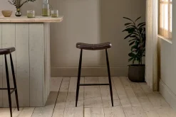 Kitchen & Dining|Bar Stools & Bar Chairs^Nkuku Samaira Leather Counter Stool - Dark Brown