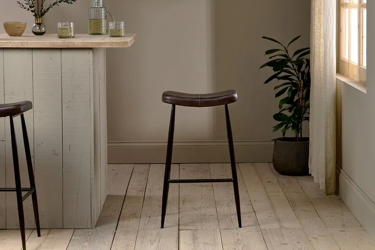 Kitchen & Dining|Bar Stools & Bar Chairs^Nkuku Samaira Leather Counter Stool - Dark Brown