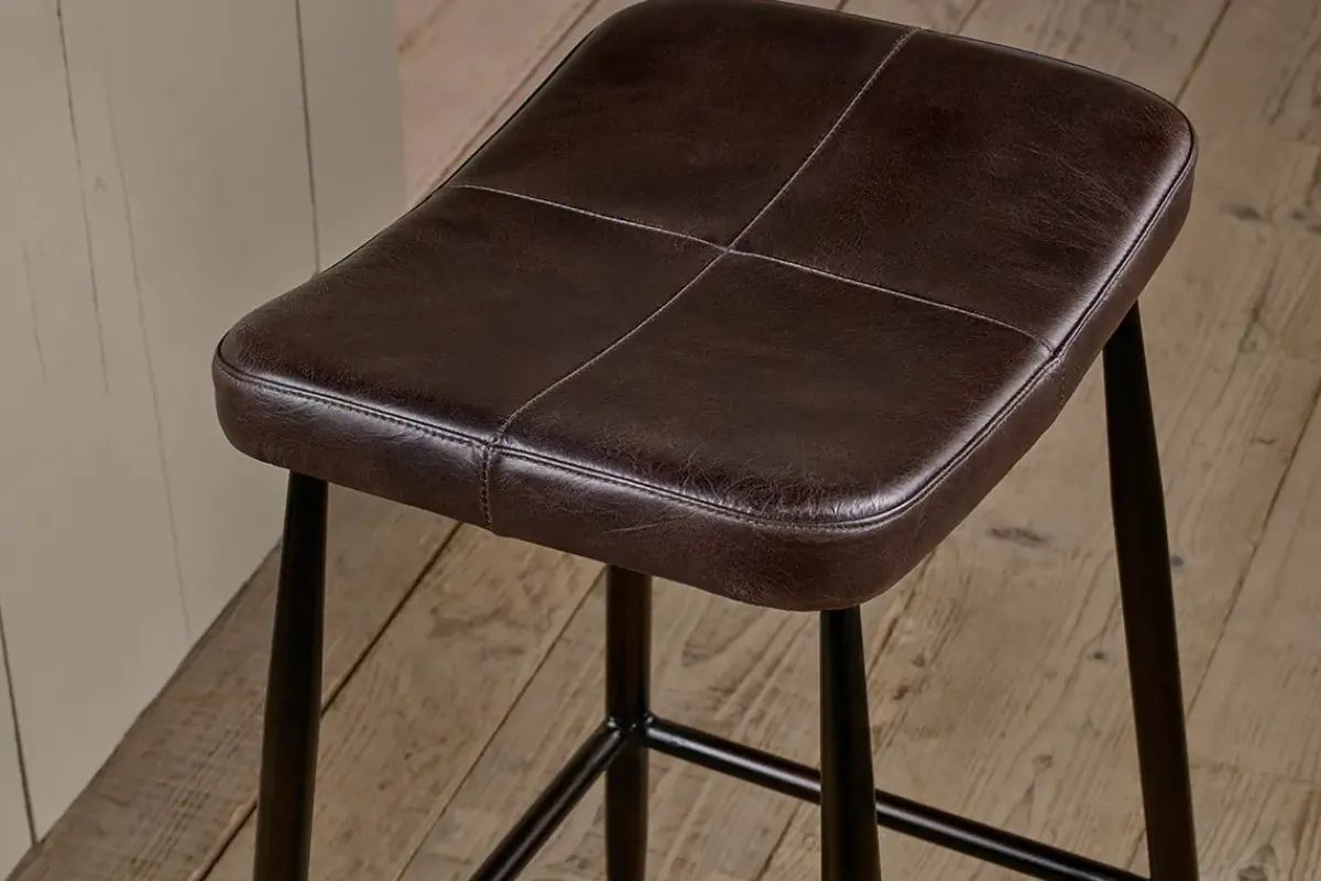Kitchen & Dining|Bar Stools & Bar Chairs^Nkuku Samaira Leather Counter Stool - Dark Brown