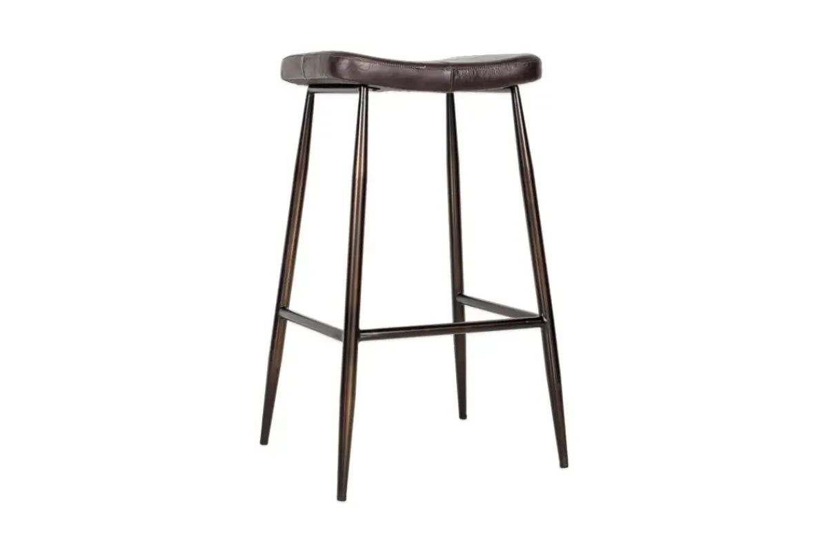 Kitchen & Dining|Bar Stools & Bar Chairs^Nkuku Samaira Leather Counter Stool - Dark Brown