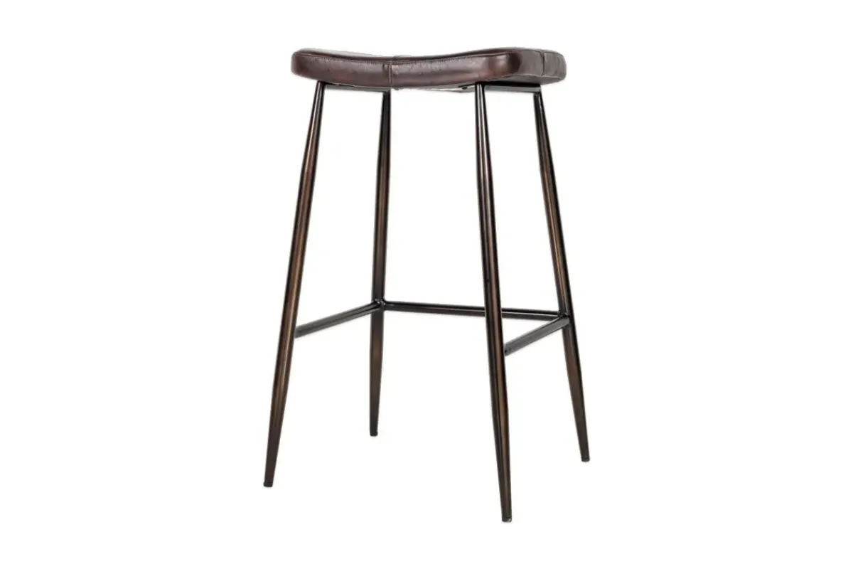 Kitchen & Dining|Bar Stools & Bar Chairs^Nkuku Samaira Leather Counter Stool - Dark Brown