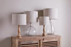 Lampshades|Bedroom^Nkuku Sanja Cotton Stripe Lampshade - Off White & Grey