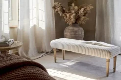 Storage & Shelving|Storage & Shelving^Nkuku Sanja Stripe Upholstered Bench - Grey