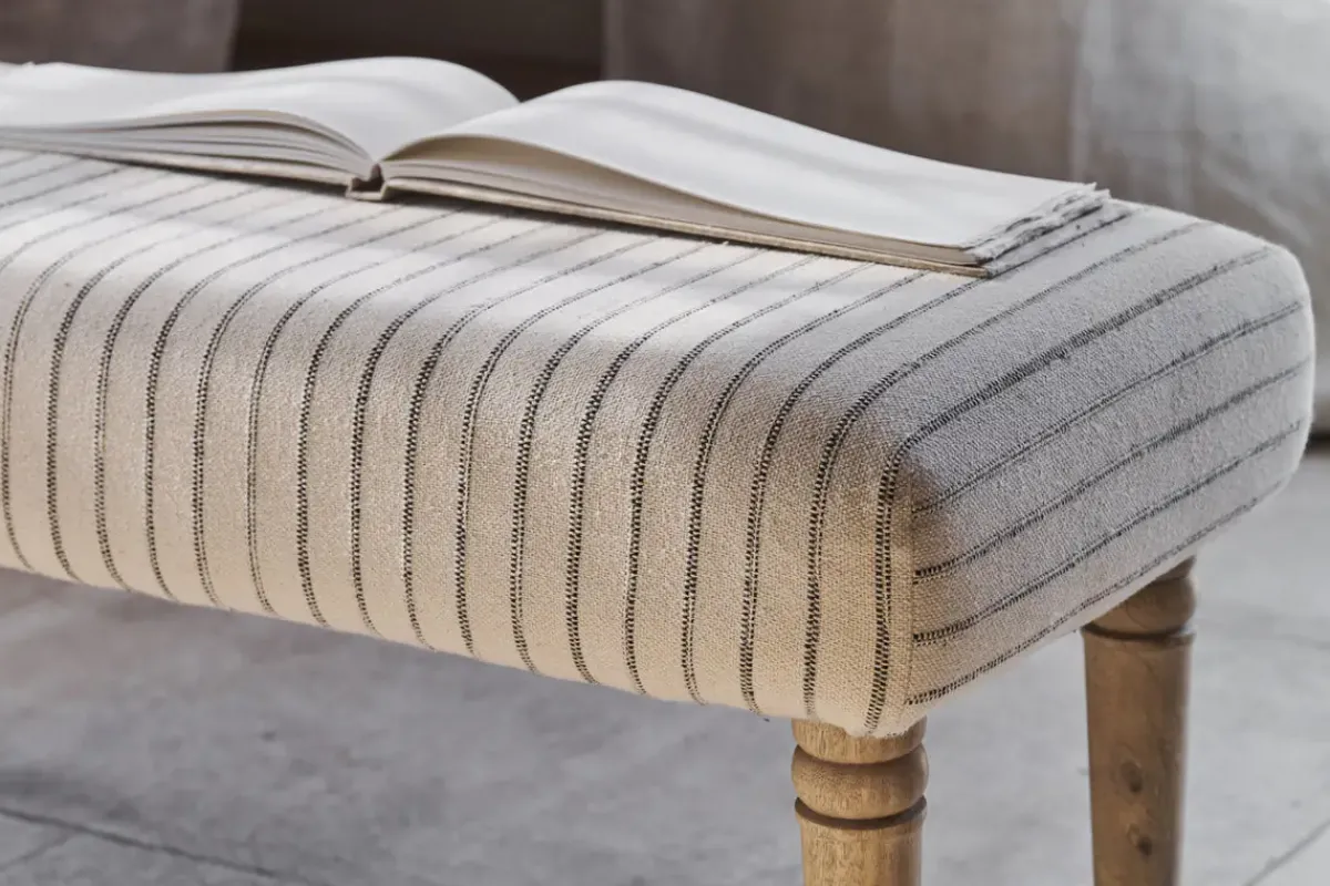 Storage & Shelving|Storage & Shelving^Nkuku Sanja Stripe Upholstered Bench - Grey