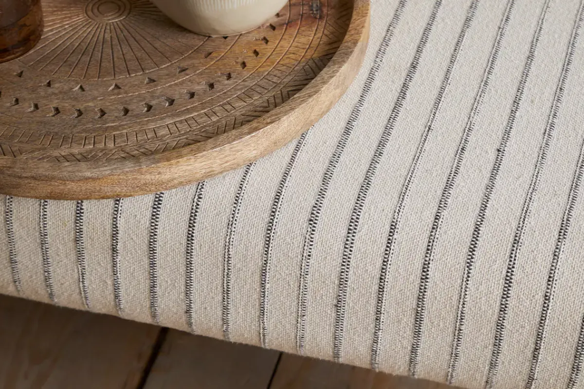 Storage & Shelving|Storage & Shelving^Nkuku Sanja Stripe Upholstered Bench - Grey