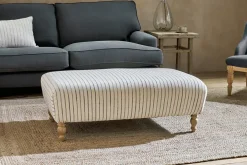 Living|Footstools & Poufs^Nkuku Sanja Stripe Upholstered Ottoman - Off White