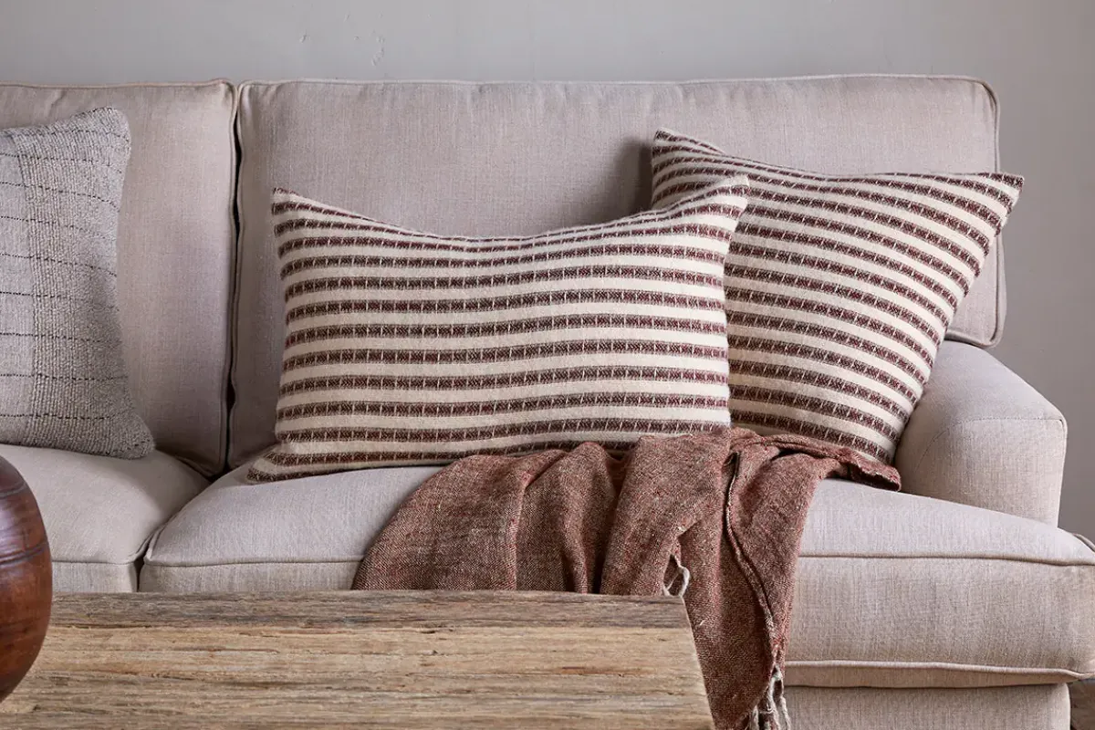 Bedroom Textiles|Cushions^Nkuku Sanval Wool Cushion Cover - Burgundy Burgandy