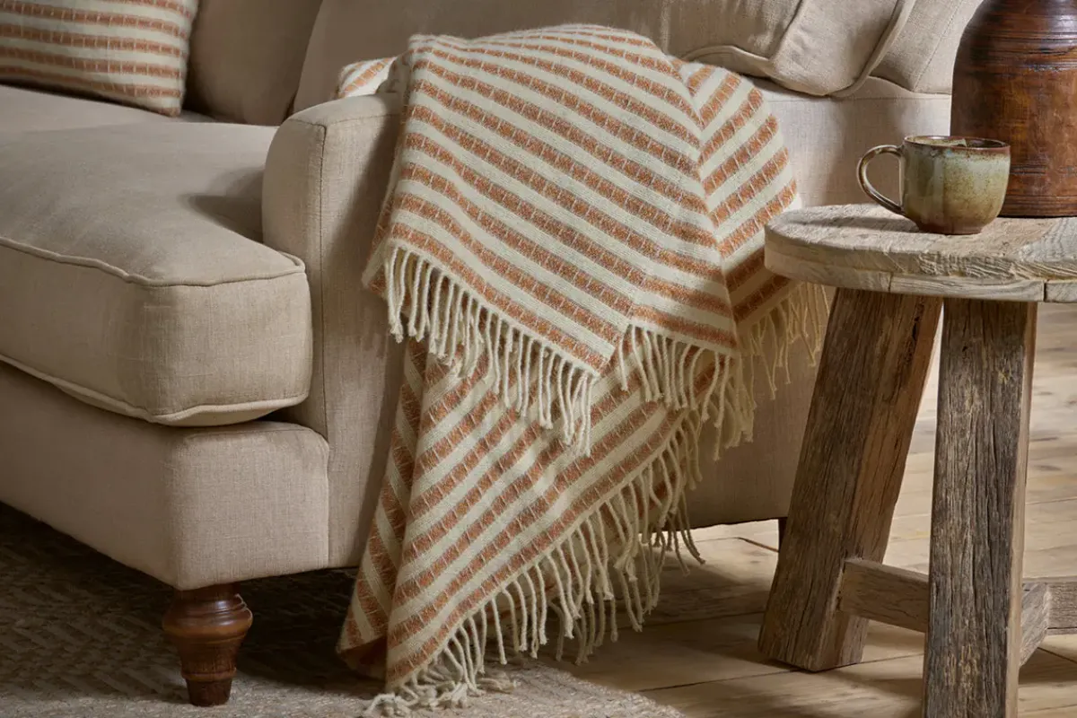 Bedroom Textiles|Blankets & Throws^Nkuku Sanval Wool Throw - Rust