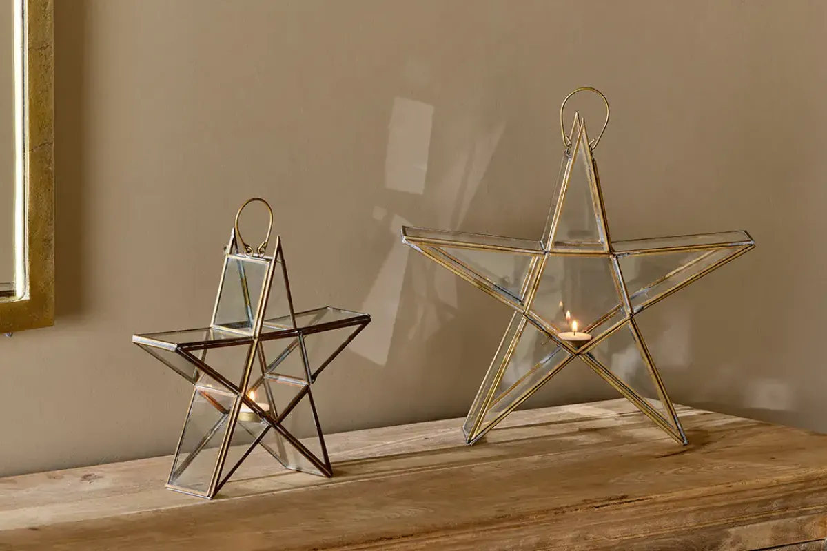 Lanterns|Candles & Candleholders^Nkuku Sanwi Standing Star Brass