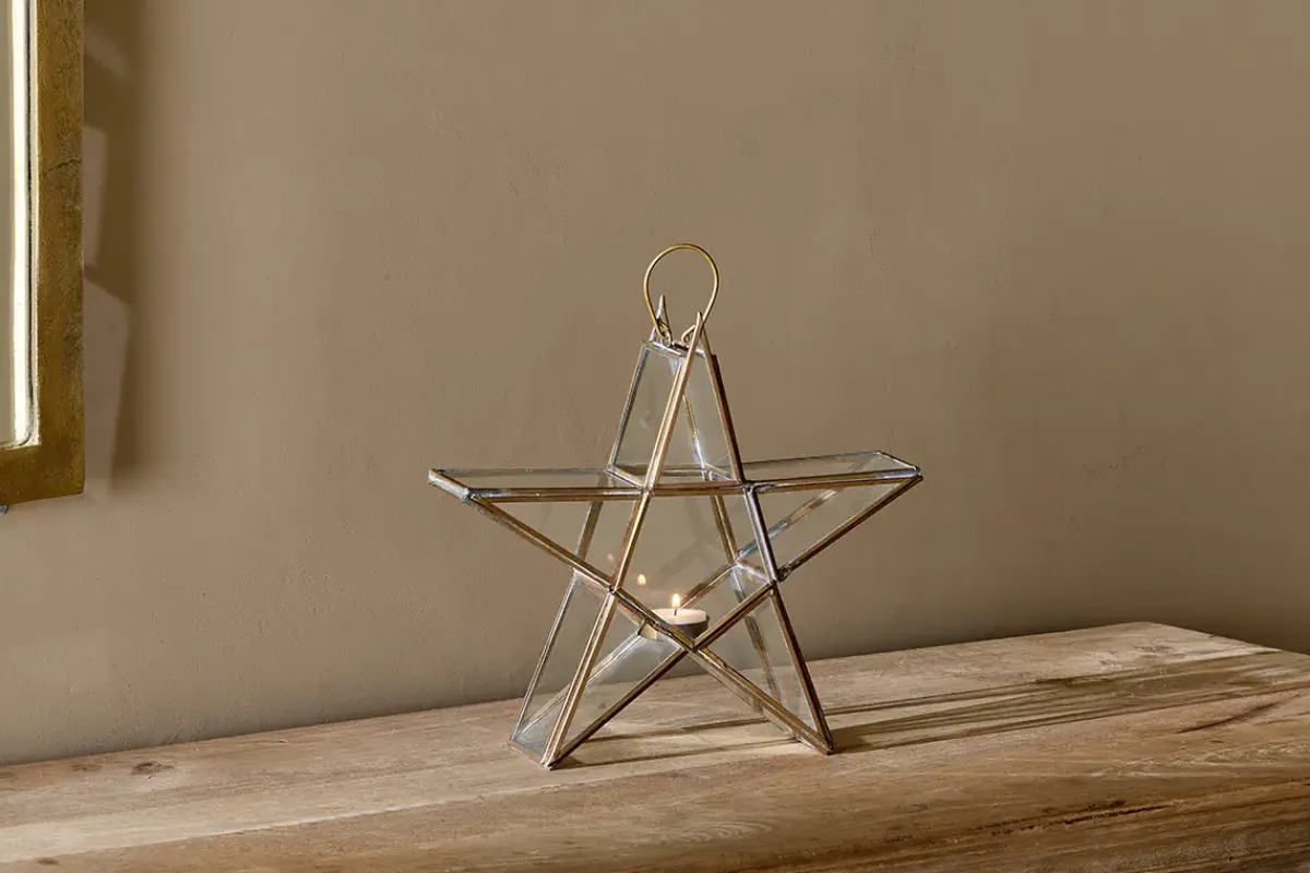 Lanterns|Candles & Candleholders^Nkuku Sanwi Standing Star Brass