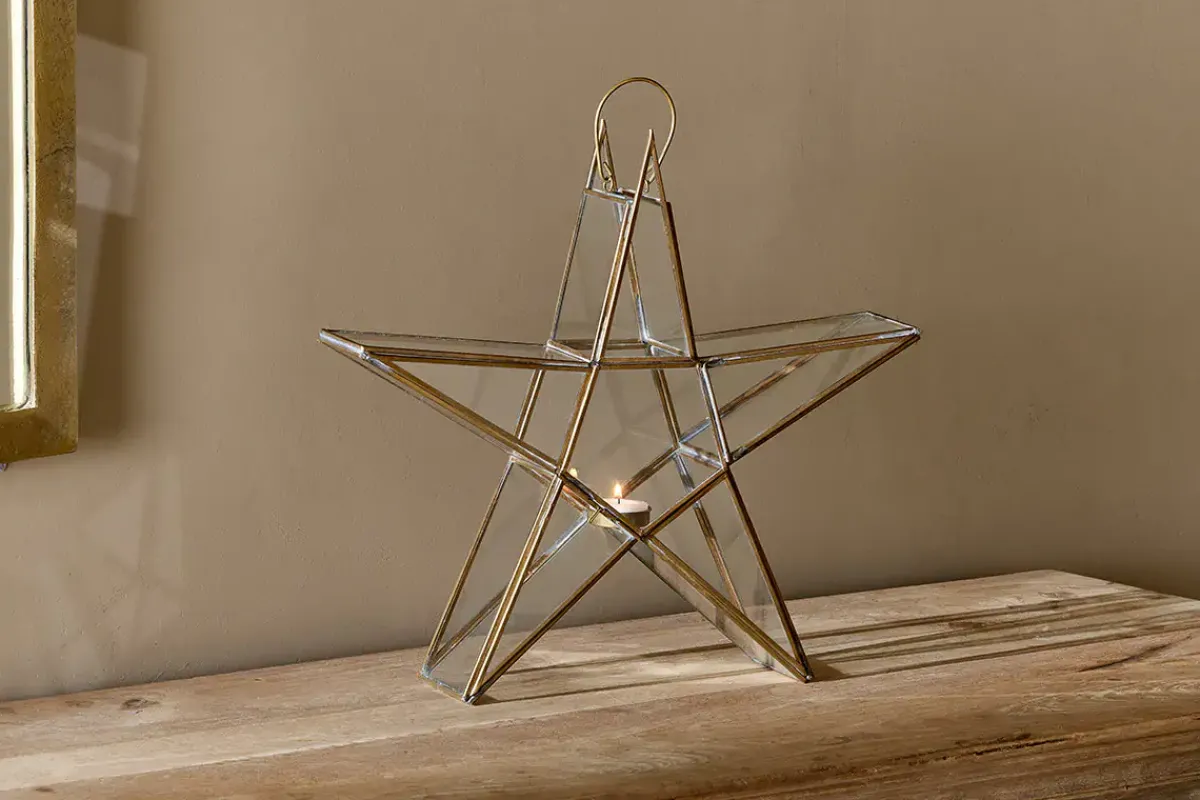 Lanterns|Candles & Candleholders^Nkuku Sanwi Standing Star Brass