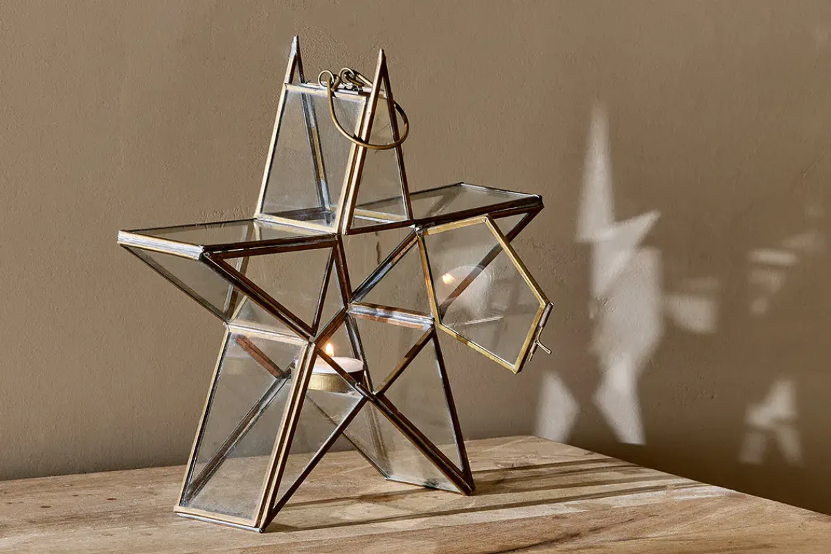 Lanterns|Candles & Candleholders^Nkuku Sanwi Standing Star Brass