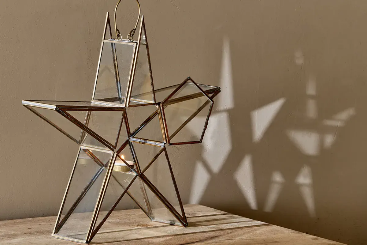 Lanterns|Candles & Candleholders^Nkuku Sanwi Standing Star Brass