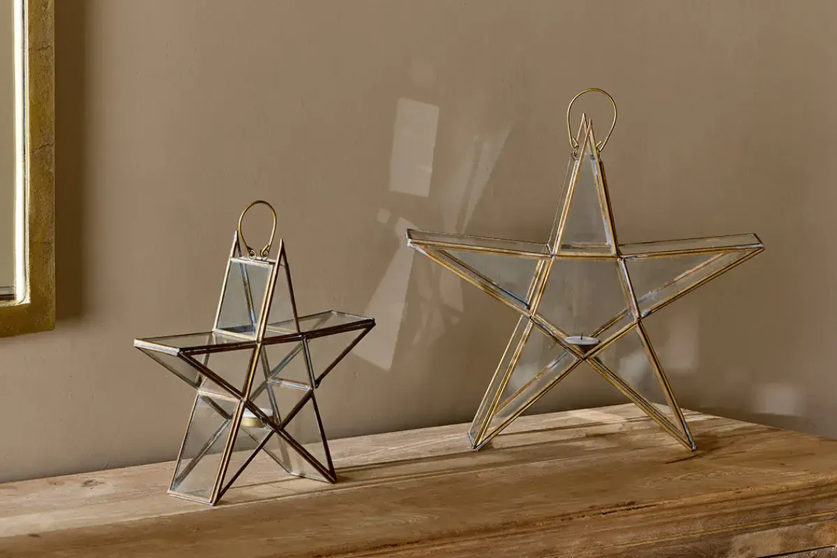 Lanterns|Candles & Candleholders^Nkuku Sanwi Standing Star Brass
