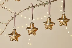 Baubles & Tree Decorations|Shades Of Nature^Nkuku Sardi Star Baubles - (Set of 4) Gold