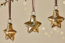 Baubles & Tree Decorations|Shades Of Nature^Nkuku Sardi Star Baubles - (Set of 4) Gold