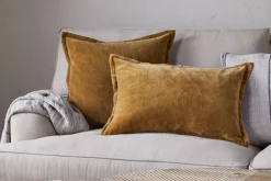 Bedroom Textiles|Cushions^Nkuku Sela Velvet Cushion Cover - Ochre