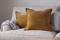 Bedroom Textiles|Cushions^Nkuku Sela Velvet Cushion Cover - Ochre