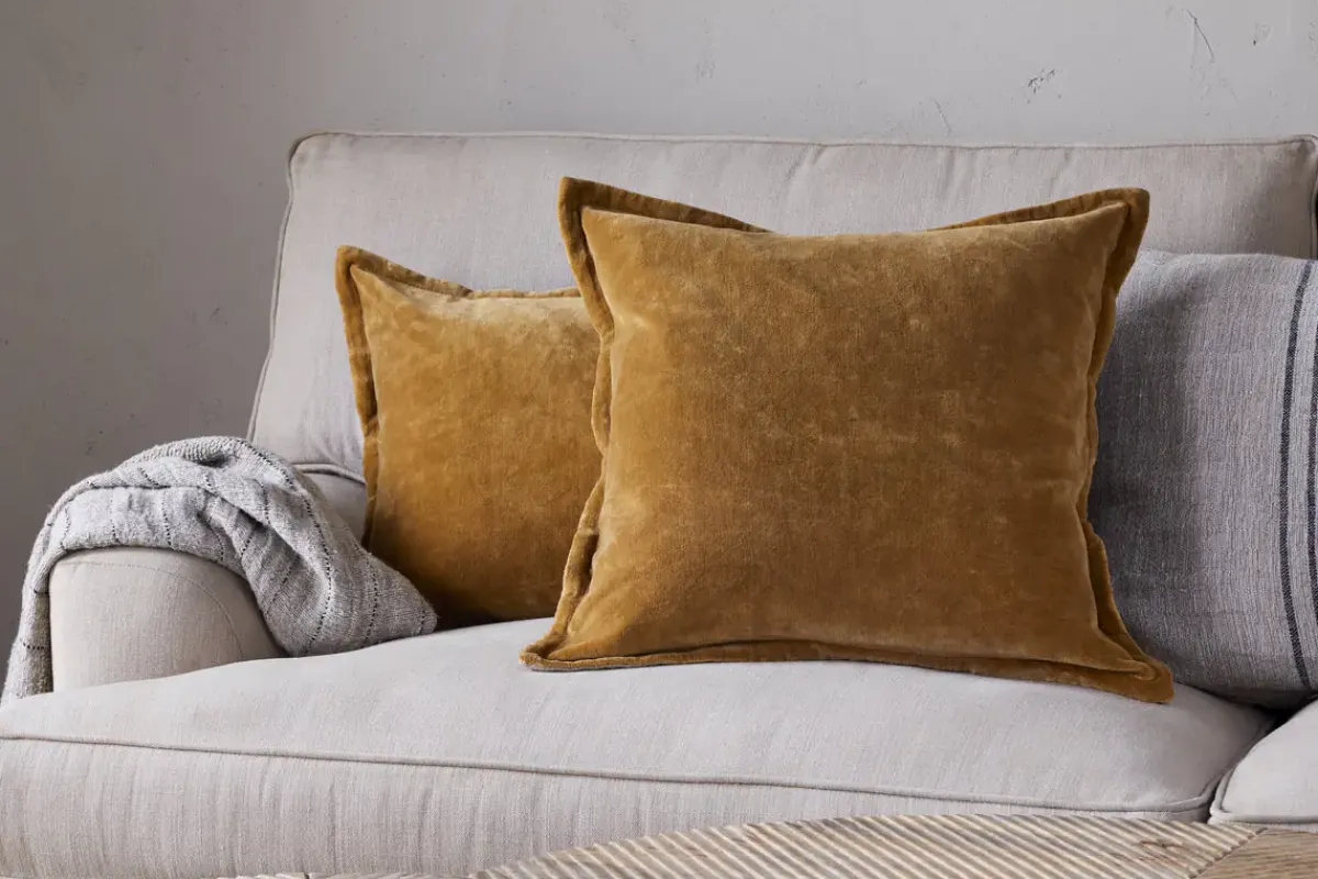 Bedroom Textiles|Cushions^Nkuku Sela Velvet Cushion Cover - Ochre