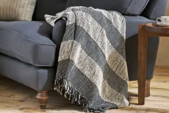 Bedroom Textiles|Blankets & Throws^Nkuku Shal Cotton Throw - Black & Off White