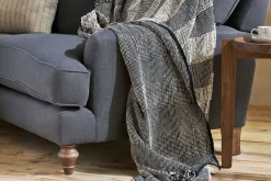 Bedroom Textiles|Blankets & Throws^Nkuku Shal Cotton Throw - Black & Off White