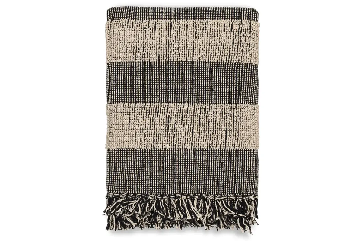 Bedroom Textiles|Blankets & Throws^Nkuku Shal Cotton Throw - Black & Off White