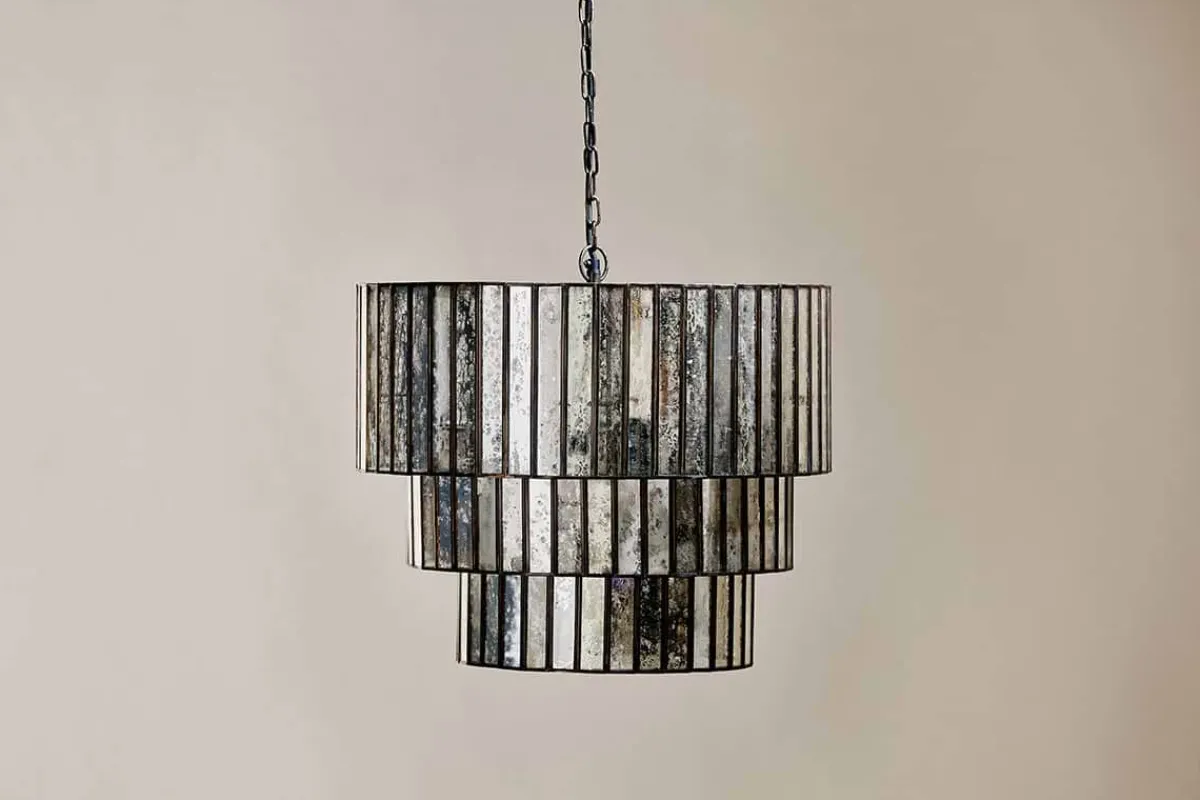 Statement Lighting|Pendant Lighting^Nkuku Shanaya Mottled Glass Chandelier - Antique Bronze