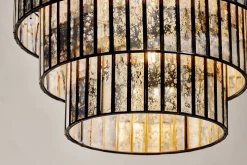Statement Lighting|Pendant Lighting^Nkuku Shanaya Mottled Glass Chandelier - Antique Bronze