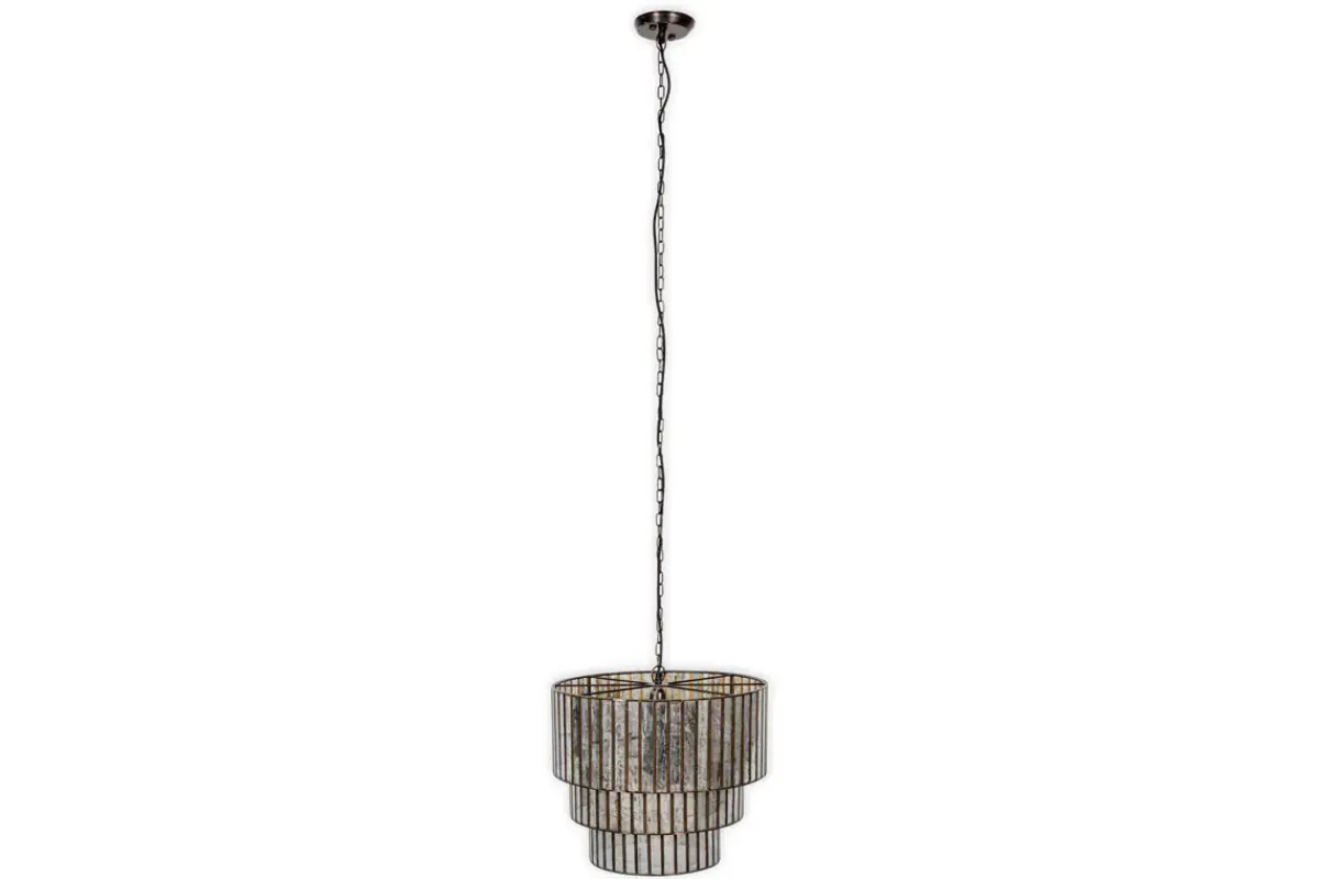 Statement Lighting|Pendant Lighting^Nkuku Shanaya Mottled Glass Chandelier - Antique Bronze