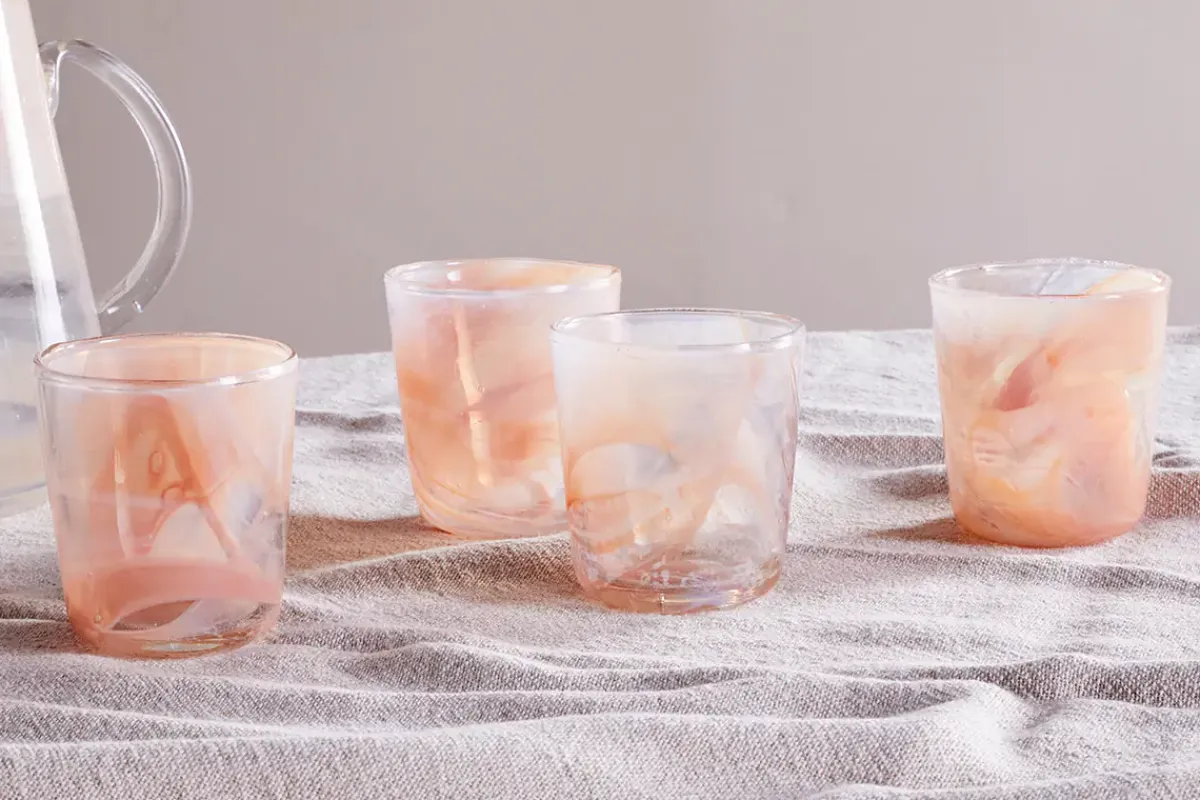 Tumblers^Nkuku Shirali Marble Swirl Tumbler - Apricot (Set of 4)