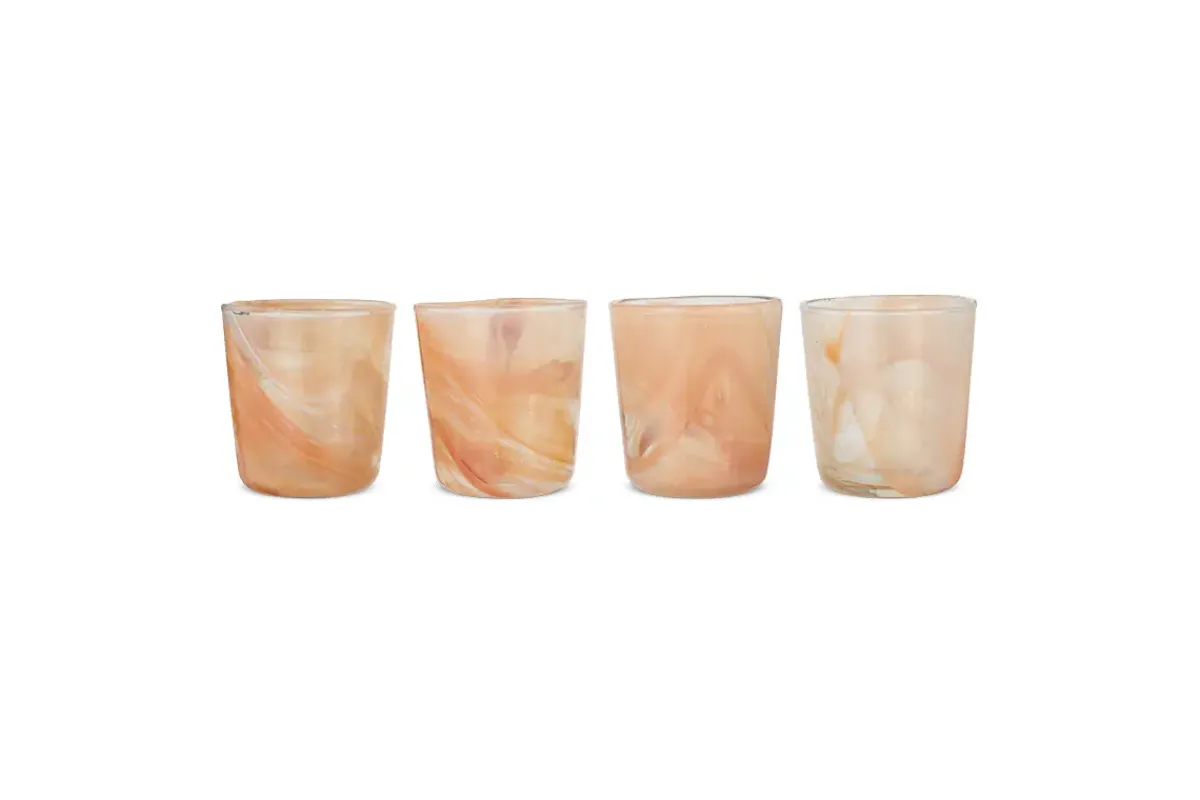 Tumblers^Nkuku Shirali Marble Swirl Tumbler - Apricot (Set of 4)