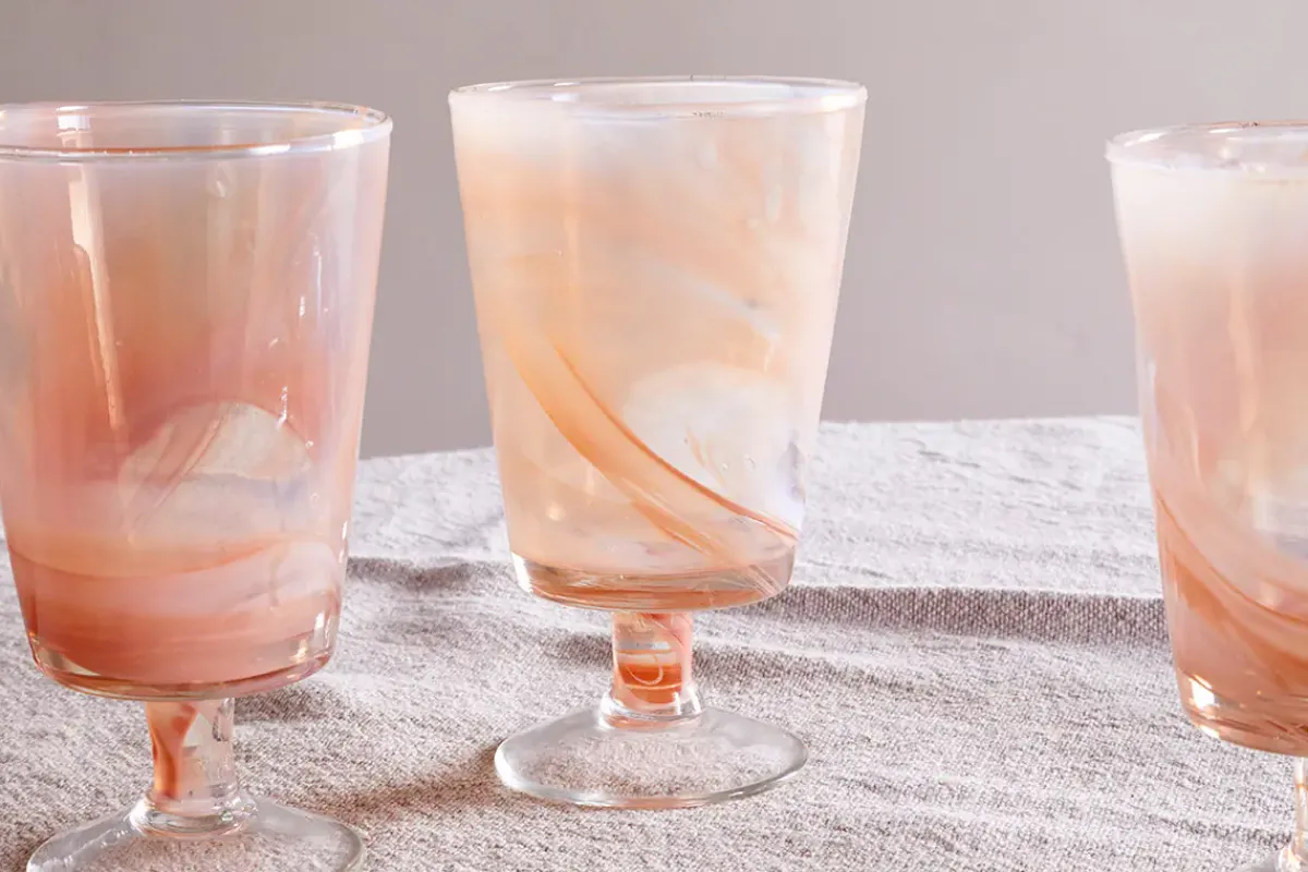 Wine & Champagne Glasses^Nkuku Shirali Marble Swirl Wine Glass - Apricot - (Set of 4)