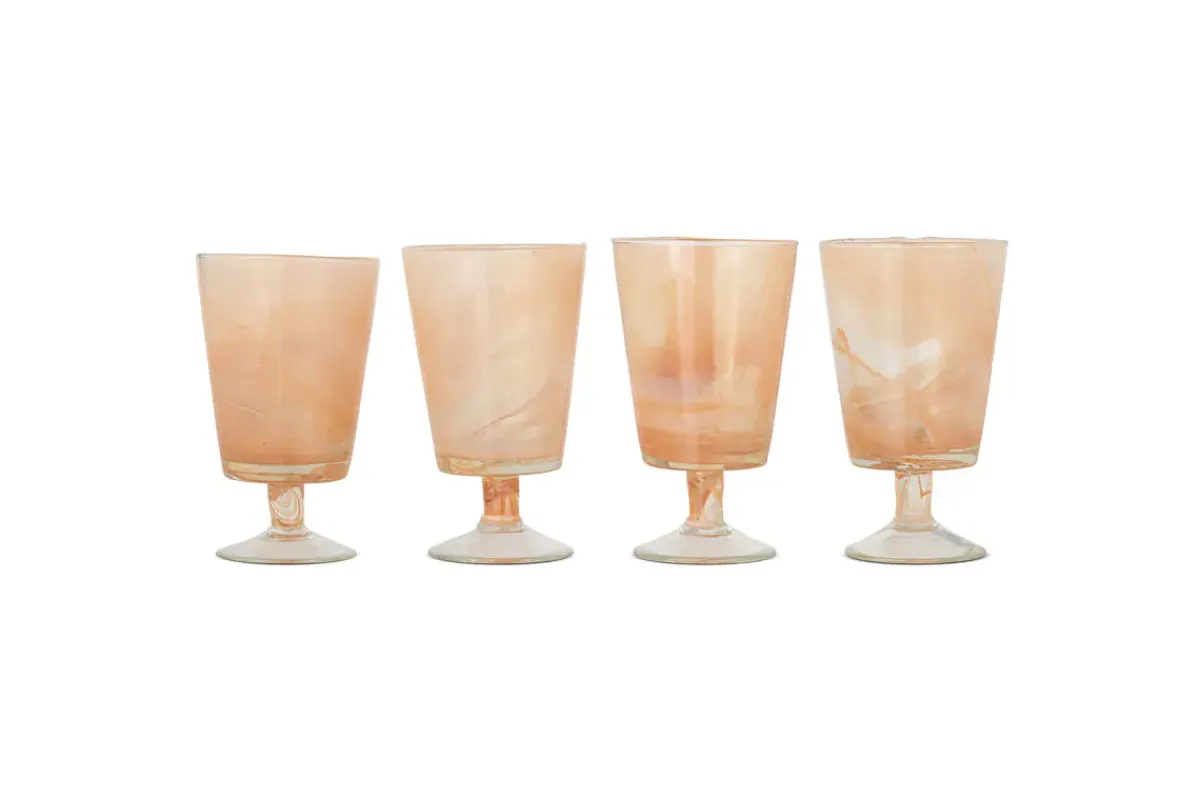 Wine & Champagne Glasses^Nkuku Shirali Marble Swirl Wine Glass - Apricot - (Set of 4)