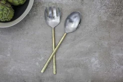 Serving Cutlery|Cutlery^Nkuku Sirkali Salad Server Set - Brushed Gold (Set of 2)