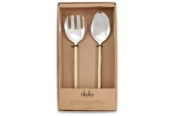 Serving Cutlery|Cutlery^Nkuku Sirkali Salad Server Set - Brushed Gold (Set of 2)