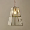 Statement Lighting|Pendant Lighting^Nkuku Solan Glass Lantern Pendant - Clear & Antique Brass