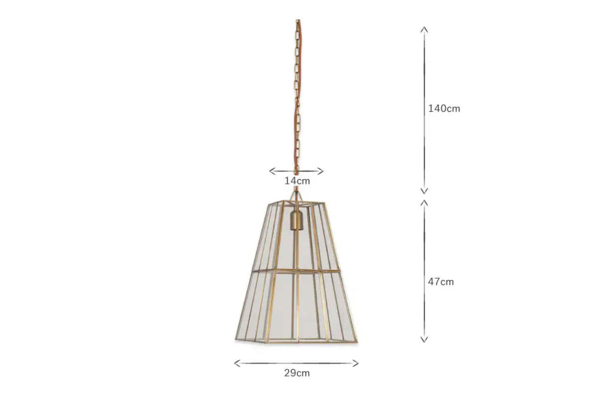 Statement Lighting|Pendant Lighting^Nkuku Solan Glass Lantern Pendant - Clear & Antique Brass