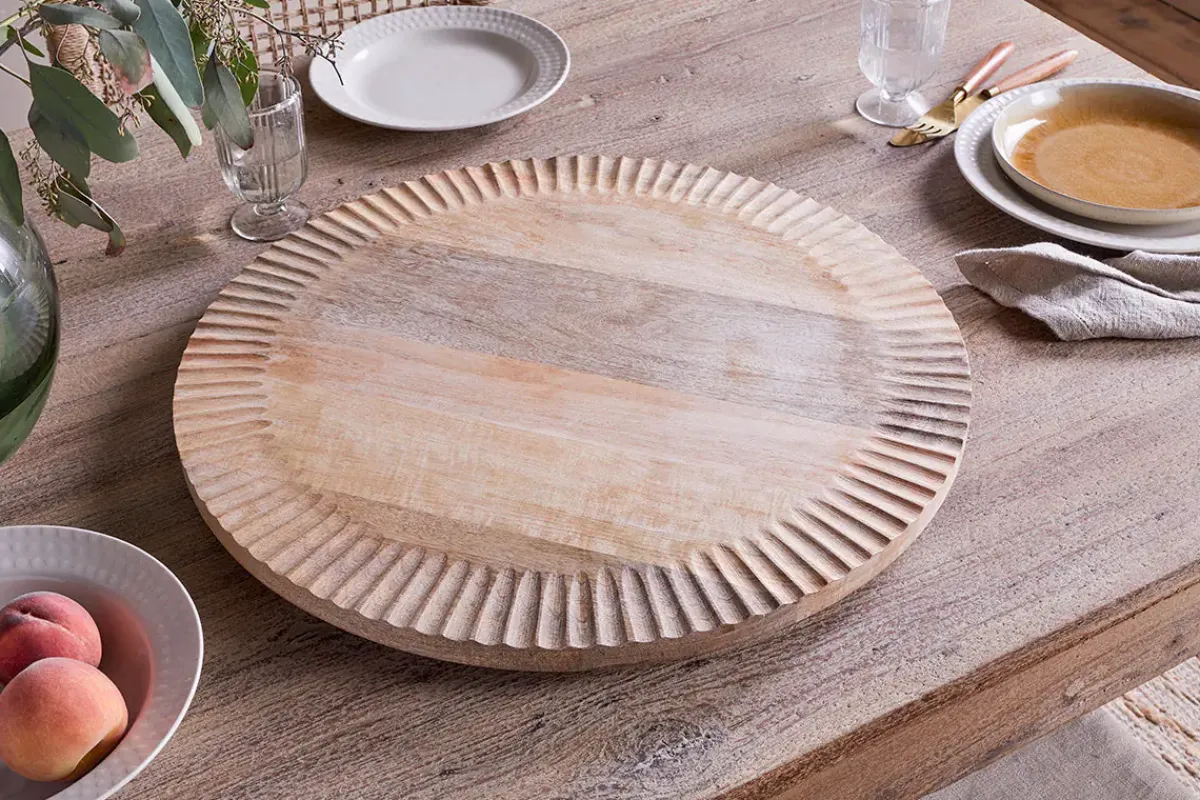 Trays & Platters|Chopping Boards^Nkuku Soria Mango Wood Lazy Susan - Natural