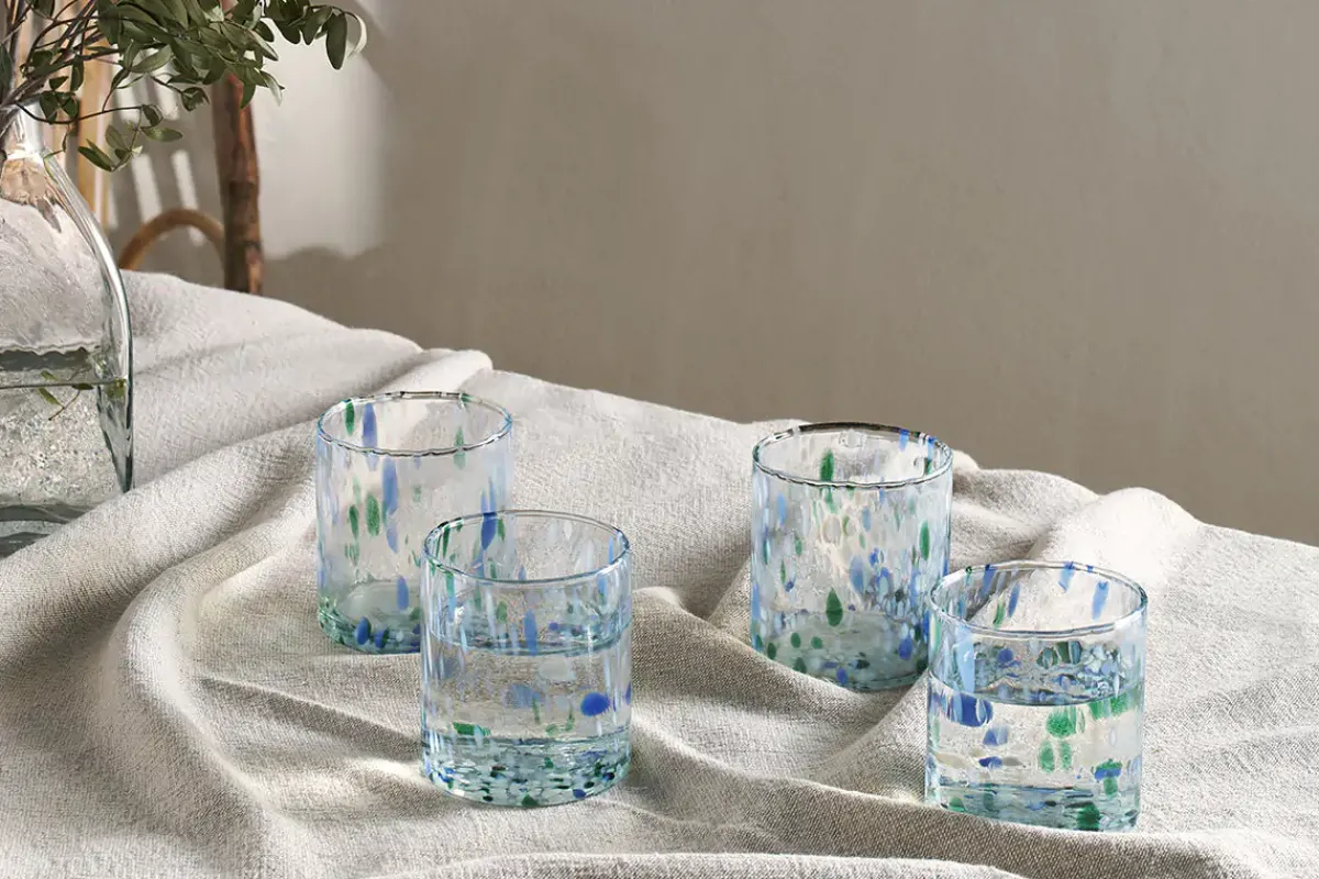 Everyday Glassware|Tumblers^Nkuku Taja Tumbler - Sea Blue (Set of 4)