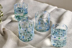 Everyday Glassware|Tumblers^Nkuku Taja Tumbler - Sea Blue (Set of 4)