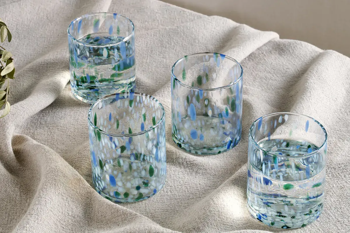 Everyday Glassware|Tumblers^Nkuku Taja Tumbler - Sea Blue (Set of 4)