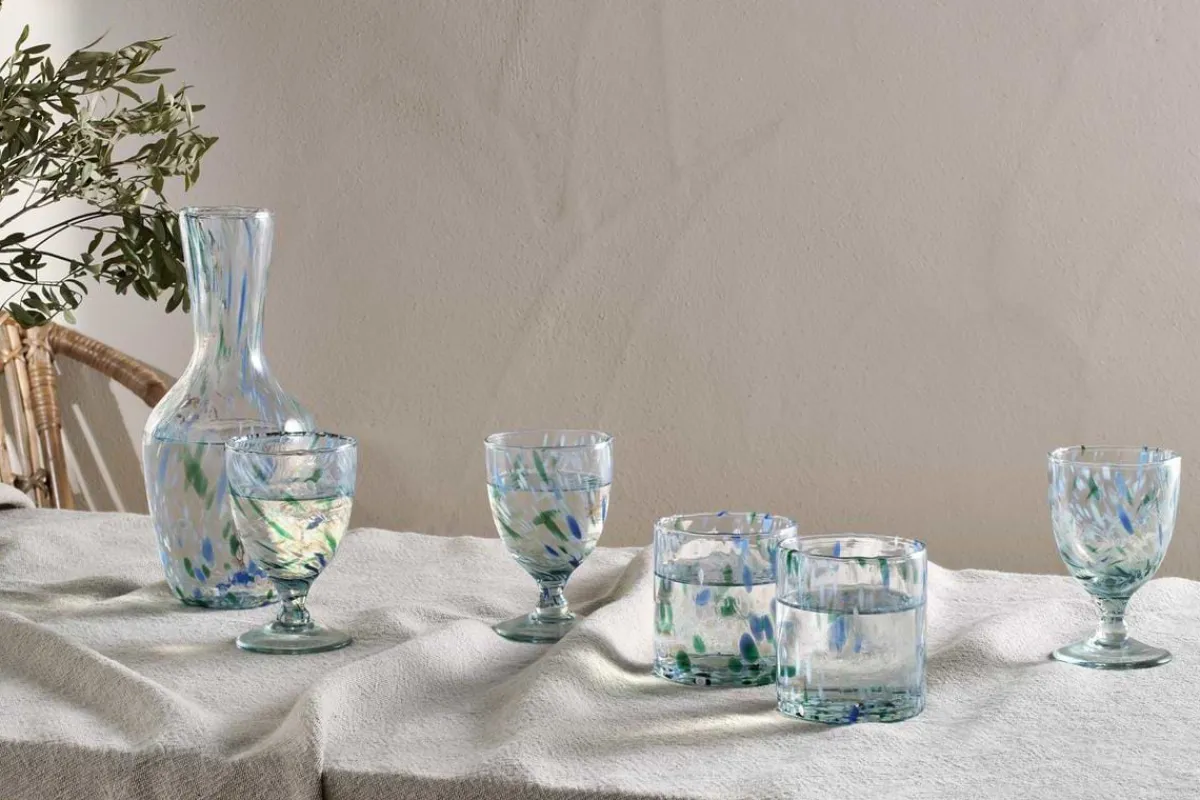 Entertaining Glasses|Wine & Champagne Glasses^Nkuku Taja Wine Glass - Sea Blue (Set of 4)